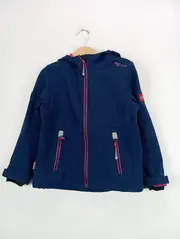 Vorschaubild 2 von Softshelljacke Kinder Blau Gr. 116 Outdoor Kapuze Langarm