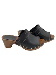 Vorschaubild 1 von Damen Holz Clogs Sandalen Gr. 38 Schwarz Casual Pantoletten