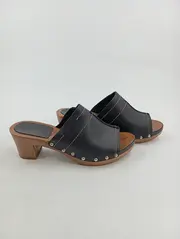 Vorschaubild 2 von Damen Holz Clogs Sandalen Gr. 38 Schwarz Casual Pantoletten