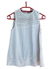 Vorschaubild 1 von Bluse Damen Weiß Gr. 34/XS Ärmellos Punkte Basic