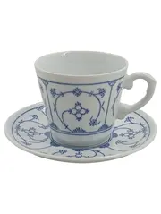 Vorschaubild 1 von Tasse Unterteller Indisch Blau Porzellan Blumen 8cm