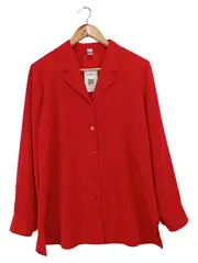 Vorschaubild 1 von Damen Hemdbluse Rot Gr. 42/L Casual Langarm Bluse Polyester