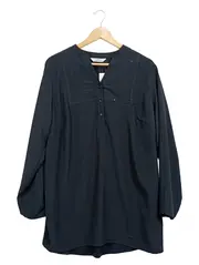 Vorschaubild 1 von Damen Bluse Langarm Schwarz Gr. 44/46 Perlenbesatz Knopfleiste