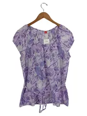 Vorschaubild 1 von Damen Bluse Gr. 46 Lila Blumenmuster Casual Kurzarm