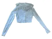 Vorschaubild 2 von Damen Langarmshirt Rippstrick Crop Top Weiß Gr. 36 S Baumwolle