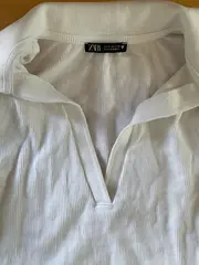 Vorschaubild 4 von Damen Langarmshirt Rippstrick Crop Top Weiß Gr. 36 S Baumwolle