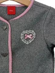 Vorschaubild 2 von Mädchen Strickjacke Gr. 80 Grau Rosa Herz Fleece Trachten