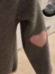 Vorschaubild 4 von Mädchen Strickjacke Gr. 80 Grau Rosa Herz Fleece Trachten
