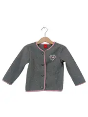 Vorschaubild 1 von Mädchen Strickjacke Gr. 80 Grau Rosa Herz Fleece Trachten