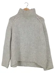 Vorschaubild 1 von KNIT Rollkragenpullover Damen Gr. S Grau Wolle Strick Oversized