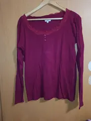 Vorschaubild 4 von Damen Langarmshirt Spitzenbesatz Bordeaux Rot Gr. XXL