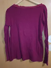 Vorschaubild 3 von Damen Langarmshirt Spitzenbesatz Bordeaux Rot Gr. XXL