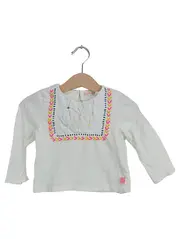 Vorschaubild 1 von Mädchen Langarmshirt Gr. 86 Weiß Casual Stickerei Baumwolle