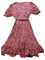 Vorschaubild 4 von Damen Sommerkleid L Paisley Rüschen Rosa Boho Maxirock Viskose Gr. 42