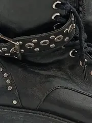 Vorschaubild 2 von Damen Schnürstiefel Gr. 39 Schwarz Modisch Nieten Combat Boots
