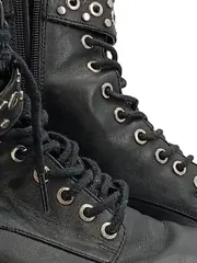 Vorschaubild 3 von Damen Schnürstiefel Gr. 39 Schwarz Modisch Nieten Combat Boots
