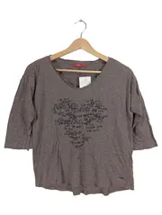 Vorschaubild 1 von Damen T-Shirt Herz-Print Grau Gr. XS 34 Spitze