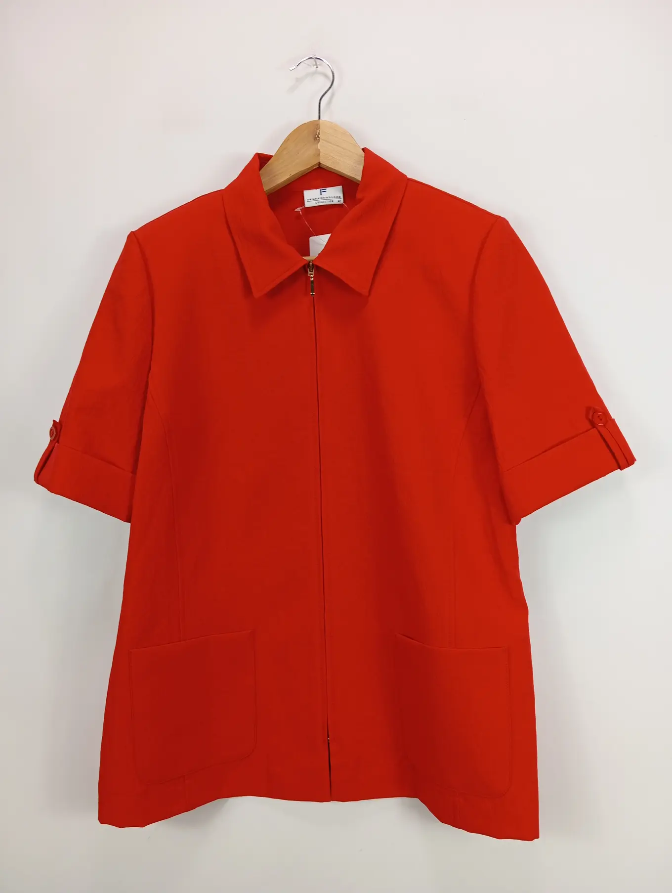 FRANKENWÄLDER Leichte Jacke Damen Kurzarm Blazer Rot Gr. 42 XL Sommer