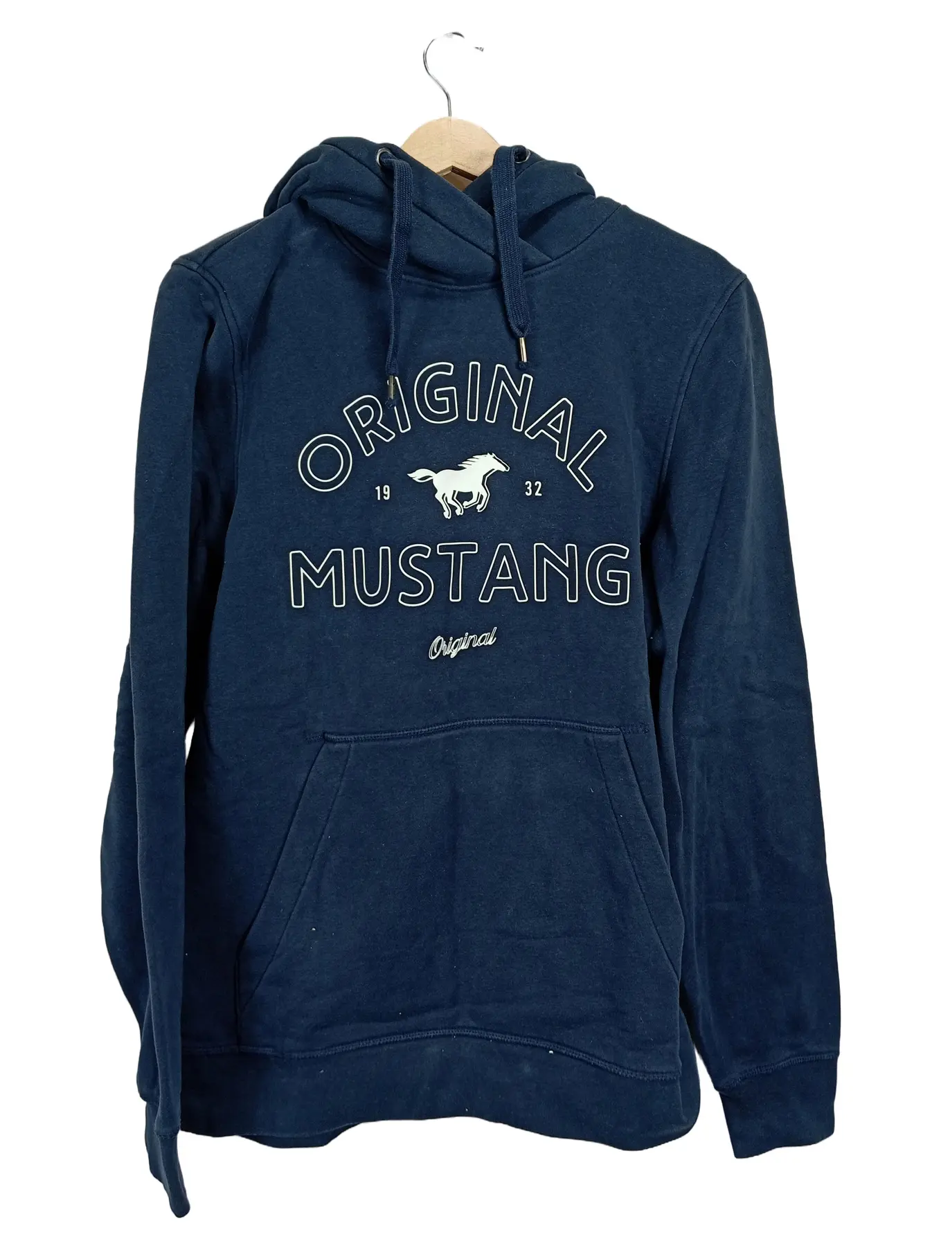 MUSTANG Kapuzenpullover Herren Blau Gr. 48/M Logo-Print Casual Hoodie