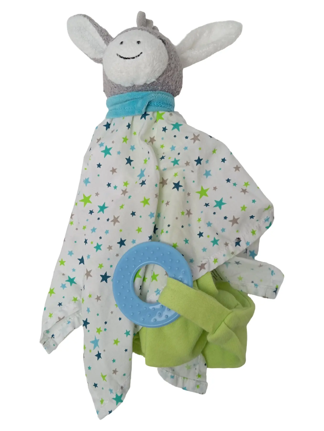 STERNTALER Schmusetuch Esel Mehrfarbig Baumwolle mit Beißring Baby Kinder