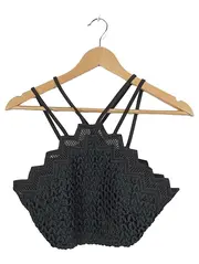 Vorschaubild 1 von Häkel-Bralette Top Damen Gr. 40/L Schwarz Cropped