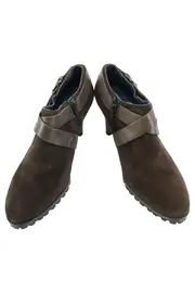 Vorschaubild 2 von Damen Stiefelette Gr. 39 Braun Elegant Wildleder Schnallen Reißverschluss 9cm Absatz
