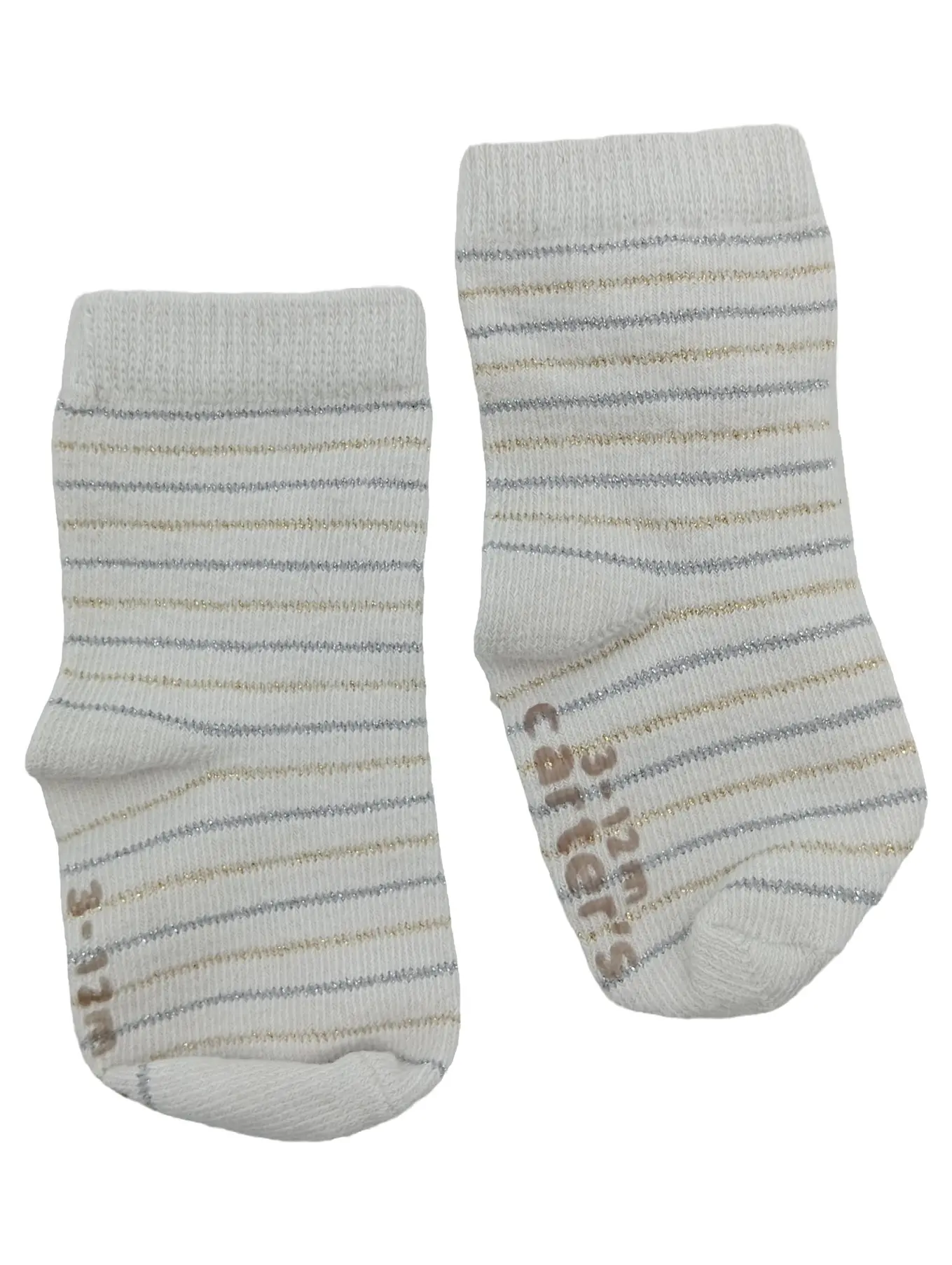 CARTER'S Baby Krabbelschuhe Socken Kinder Weiß Gestreift Gr. 18