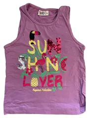 Vorschaubild 1 von Mädchen Tank Top Gr. 110 Lila Sommer Motiv Pailletten