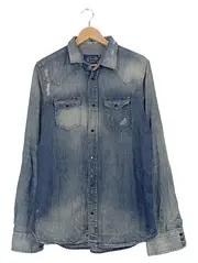 Vorschaubild 1 von Herren Jeanshemd Gr. L Denim Western Used Look Vintage Blau