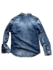 Vorschaubild 2 von Herren Jeanshemd Gr. L Denim Western Used Look Vintage Blau