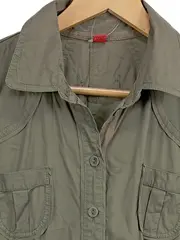 Vorschaubild 2 von Damen Hemdbluse Gr. 42 XL Oliv Kurzarm Casual Bluse