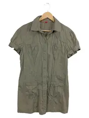 Vorschaubild 1 von Damen Hemdbluse Gr. 42 XL Oliv Kurzarm Casual Bluse