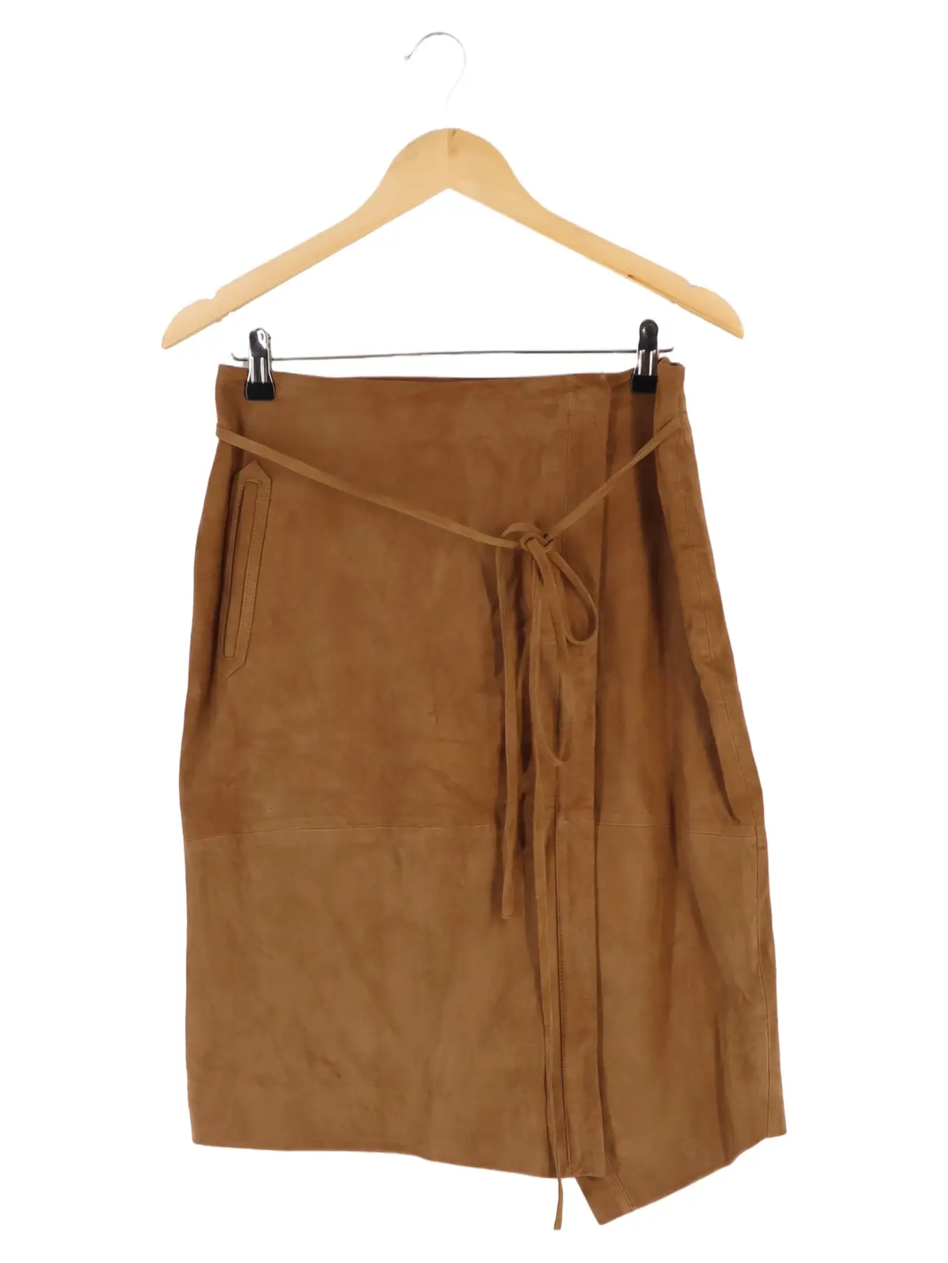 STEFANEL Lederrock Damen 38/M Braun Vintage Elegant Midirock