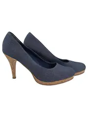 Vorschaubild 2 von Tamaris Damen Pumps Blau Gr. 42 Elegant Slip-On Textil Absatzhöhe 11cm