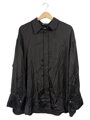 Vorschaubild 1 von Damen Bluse Hemd Schwarz Gr. L Viskose Elegant Langarm