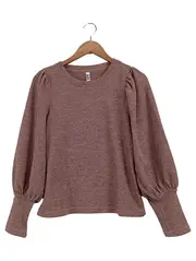 Vorschaubild 1 von Damen Pullover Puffärmel Rosa Meliert Gr. S 36 Strickpullover