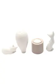 Vorschaubild 2 von Dekofiguren Set 4-tlg. Keramik Minimalistisch Weiß Katze Vase Übertopf