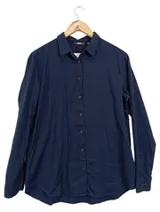 Vorschaubild 1 von Damen Hemdbluse Basic Langarm Blau Gr. 38/M Baumwolle