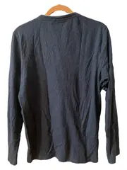 Vorschaubild 2 von Herren Langarmshirt Henley Blau Meliert Gr. M Baumwolle