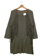 Vorschaubild 1 von Damen Blusenkleid XL Grün Bohemian Fransen