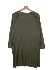 Vorschaubild 2 von Damen Blusenkleid XL Grün Bohemian Fransen