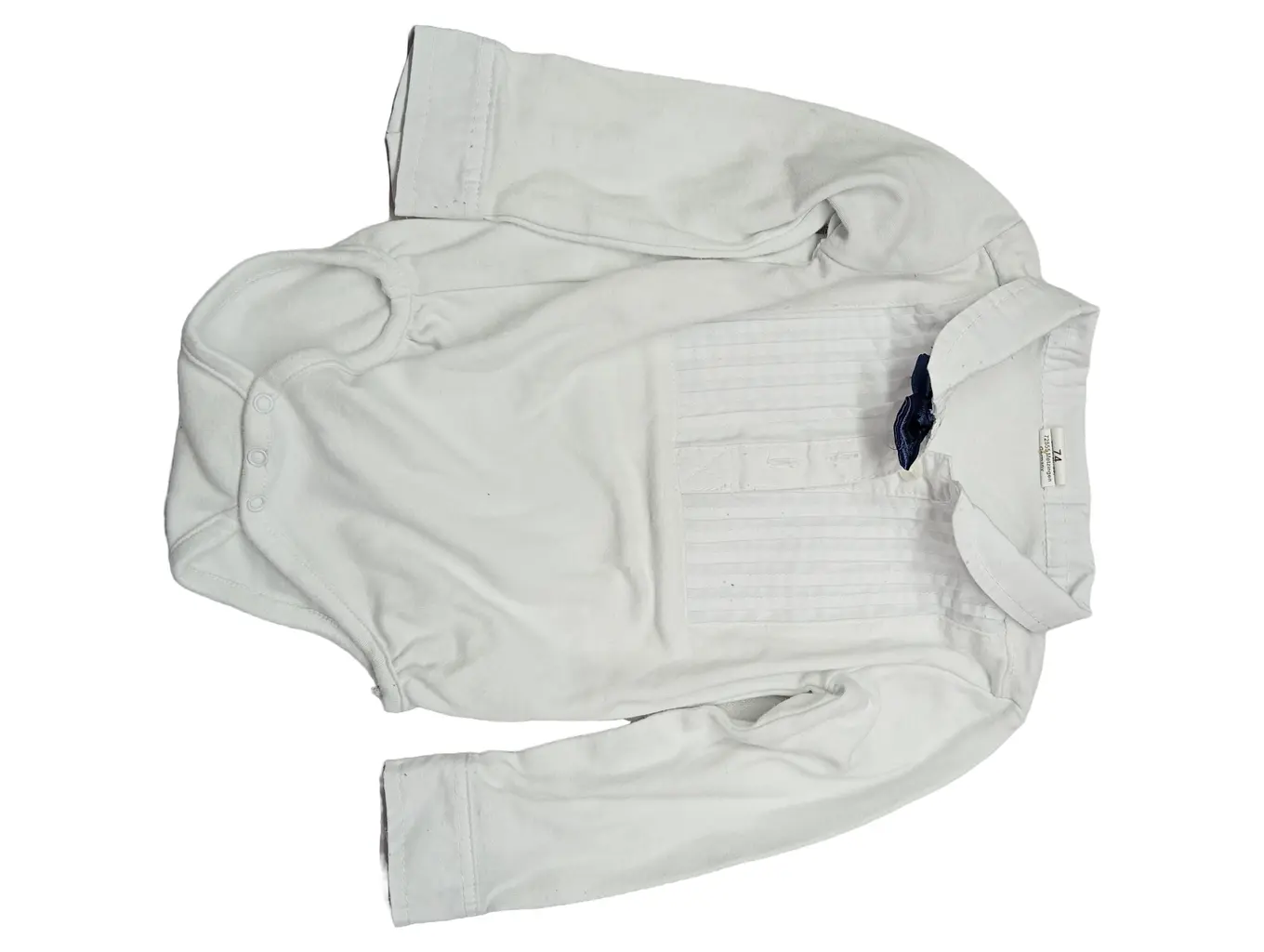 JACKY Baby Body Hemd Strampler Langarm Schleife Uni Weiß Gr. 74