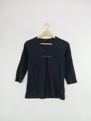 Vorschaubild 2 von Damen Langarmshirt Schwarz Gr. elm Casual V-Ausschnitt