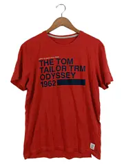 Vorschaubild 1 von Herren T-Shirt Rot Gr. L Kurzarm Baumwolle Schriftzug
