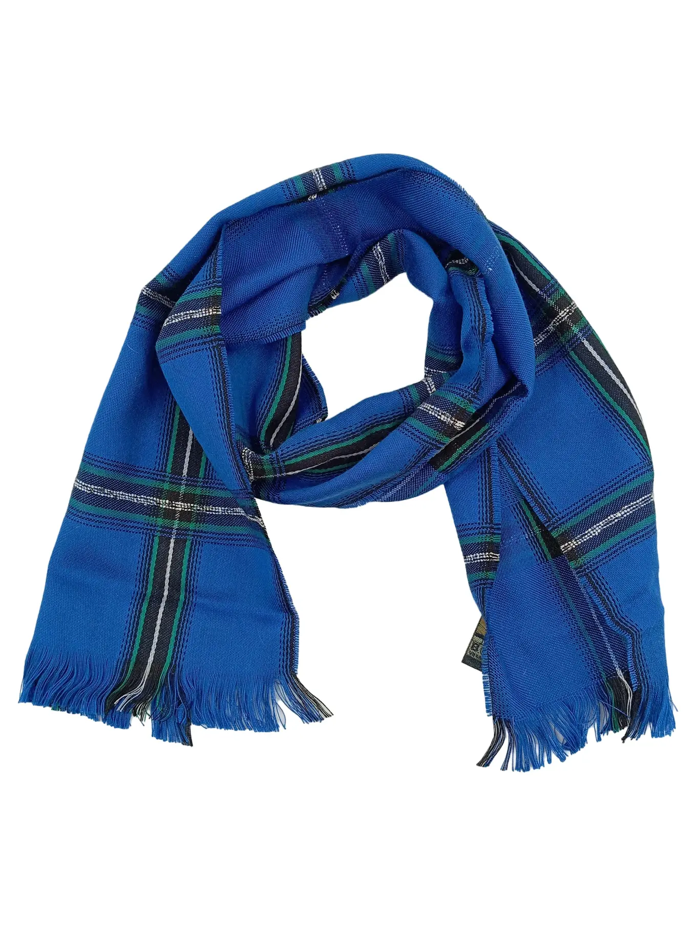 CODELLO Schal Blau Kariert Polyacryl Damen Herren Fransen