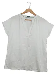 Vorschaubild 1 von Damen Bluse Gr. 40 Weiß Elegant Kurzarm Polyester Elasthan