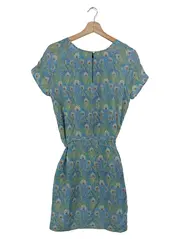 Vorschaubild 2 von Damen Freizeitkleid Gr. 34/XS Blau Florales Muster Bohemian