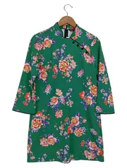 Vorschaubild 1 von Damen Freizeitkleid S Grün Blumenmuster Feminin