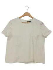 Vorschaubild 1 von Damen Bluse Spitze Basic Beige Gr. 42/XL Kurzarm Baumwolle