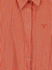 Vorschaubild 3 von Damen Hemdbluse Kariert Orange Langarm Gr. 40 Baumwolle